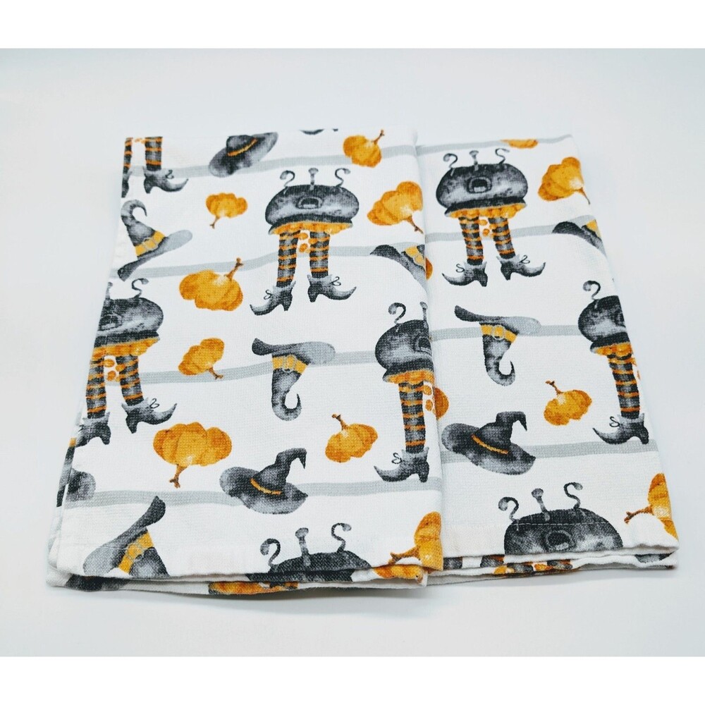 Halloween Hocus Pocus Halloween Kitchen Hand Towels Cotton Witch Legs Cauldron